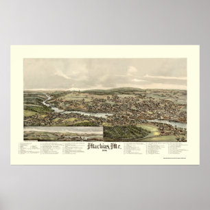 Machias, ICH panoramische Karte - 1896 Poster