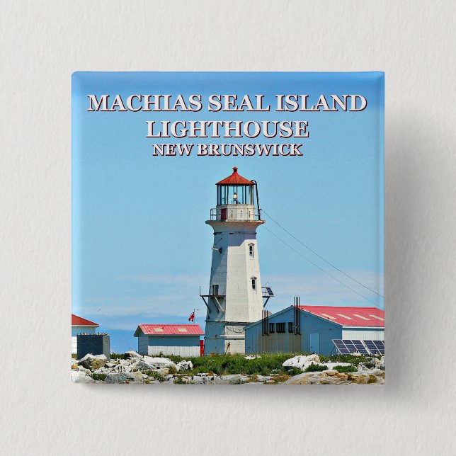 Machias Siegel Island Leuchtturm, New Brunswick Bu Button (Vorderseite)