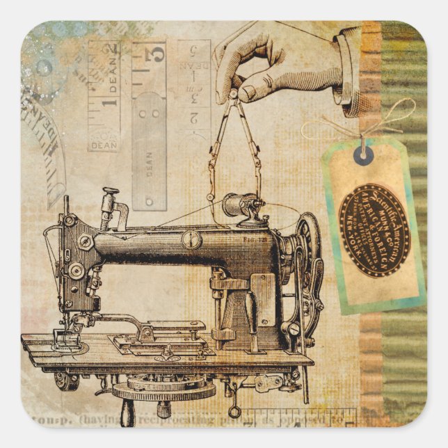Machine à coudre à vapeur Stickers victoriens (Devant)