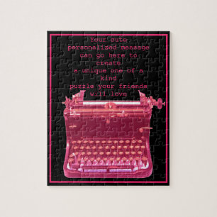 Machine à écrire rose mignonne Puzzle personnalisé