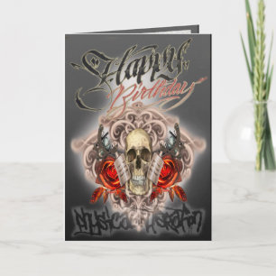 Machines de tatouage crâne de carte d'anniversaire