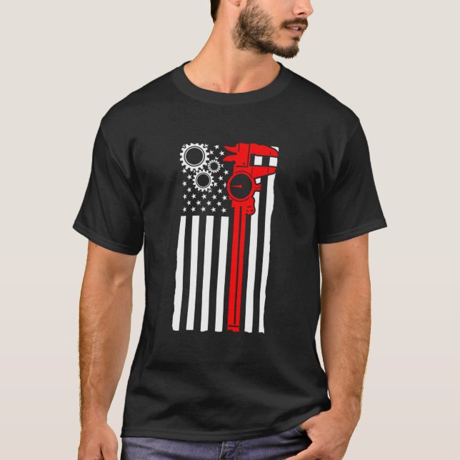Machinist Flag Tools Cnc Machine Operator Machinin T-Shirt (Vorderseite)