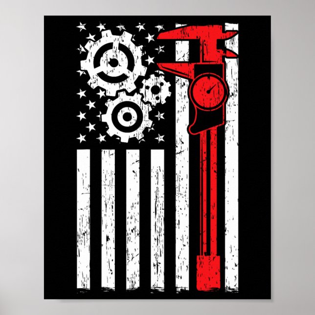 Machinistin, Patriotic Machine Tools Operator Inde Poster (Vorne)