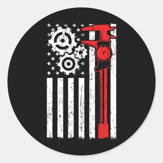 Machinistin, Patriotic Machine Tools Operator Inde Runder Aufkleber (Vorderseite)