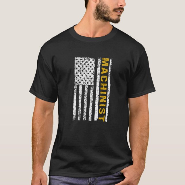 Machinistische US-Flagge beängstigend die Bearbeit T-Shirt (Vorderseite)