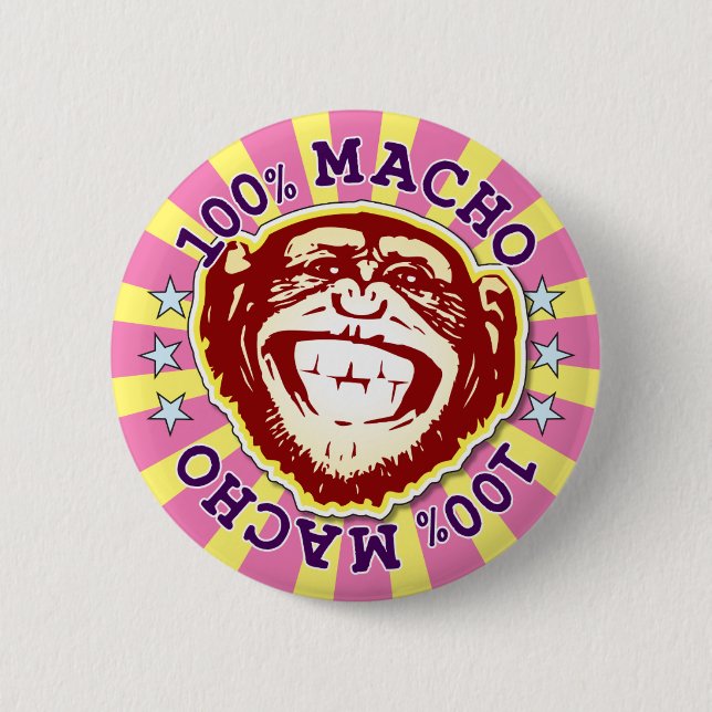 Macho 100% Funny Funky Monkey Badge (Devant)