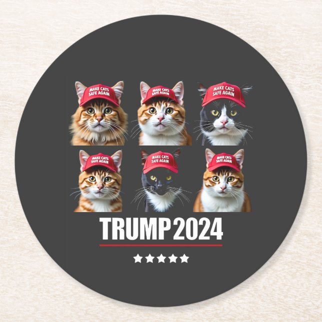 Macht die Katzen wieder sicher Maga Trump-Wahl Runder Pappuntersetzer (Vorderseite)