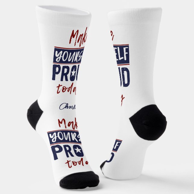 "Macht euch stolz" individuelle Name Socken (Gewinkelt)