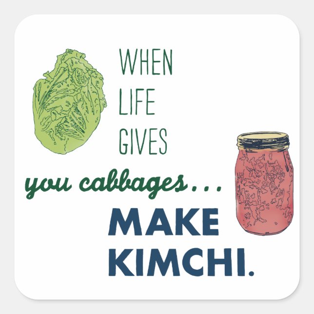 Macht Kimchi! Quadratischer Aufkleber (Vorderseite)