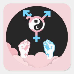 Macht und Balance Sonne und Mond Transgender-Symbo Quadratischer Aufkleber
