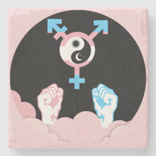 Macht und Balance Sonne und Mond Transgender-Symbo Steinuntersetzer