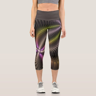 Mächtige Bewegung Farbiges Abstraktes Fraktal Kuns Capri Leggings