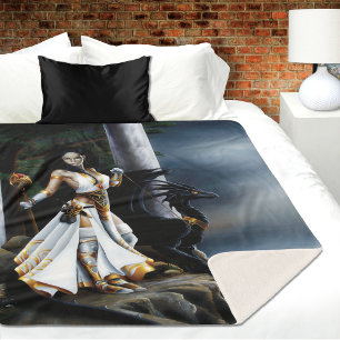 Mächtige Fantasy-Zauberin Schwarze Drachengardisti Sherpadecke