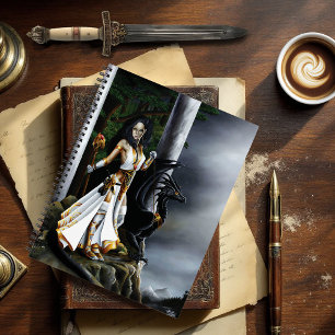 Mächtige Fantasy-Zauberin Schwarzer Drachen Wächte Notizbuch