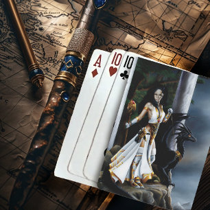 Mächtige Fantasy-Zauberin Schwarzer Drachen Wächte Spielkarten