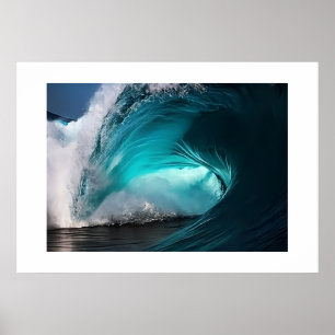 Mächtige Ozeanwelle Majestätisches Blaues Meer Nat Poster