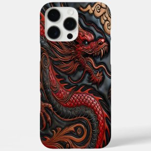Mächtige rote Drachen-Schnitzkunst iPhone 16 Pro Max Hülle