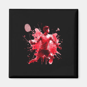 Mächtiger Badminton-Spieler Rote Splash Art Magnet