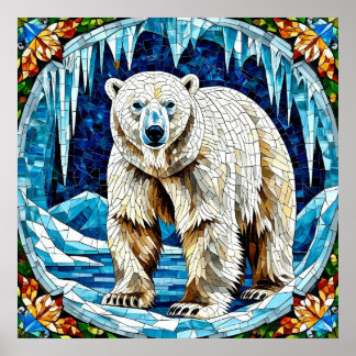 Mächtiger Eisbär in gefrorener arktischer Landscha Poster
