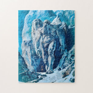 Mächtiger Eisriese Jötun in eisiger Landschaft