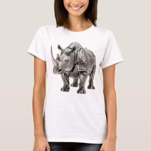 Mächtiger keltischer silberner Rhinozeros mit aufw T-Shirt