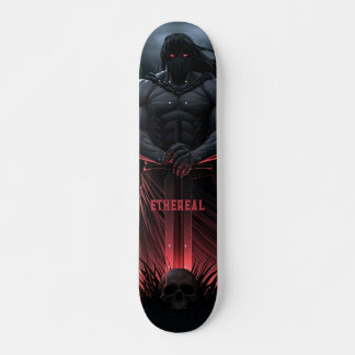 Mächtiger Krieger mit Schwert und Totenkopf Fantas Skateboard