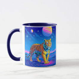 Mächtiger Tiger in einer kosmischen Landschaft. Tasse