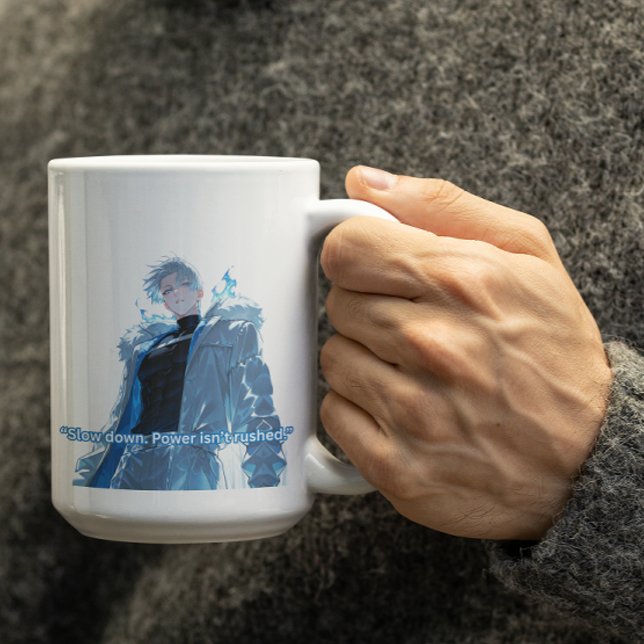 Mächtiger Weißhaar Anime-Typ Kaffeetasse (Von Creator hochgeladen)