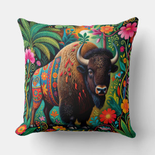 Mächtiges Büffel Bison Tier Kissen
