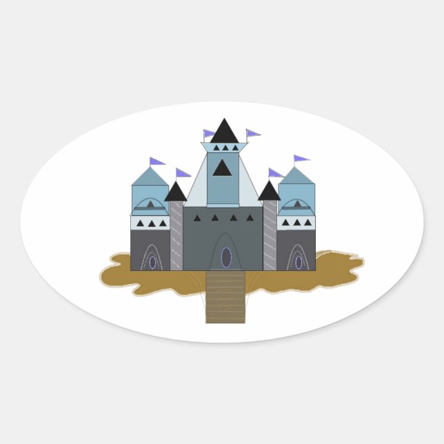 Mächtiges Schloss Ovaler Aufkleber (Vorderseite)
