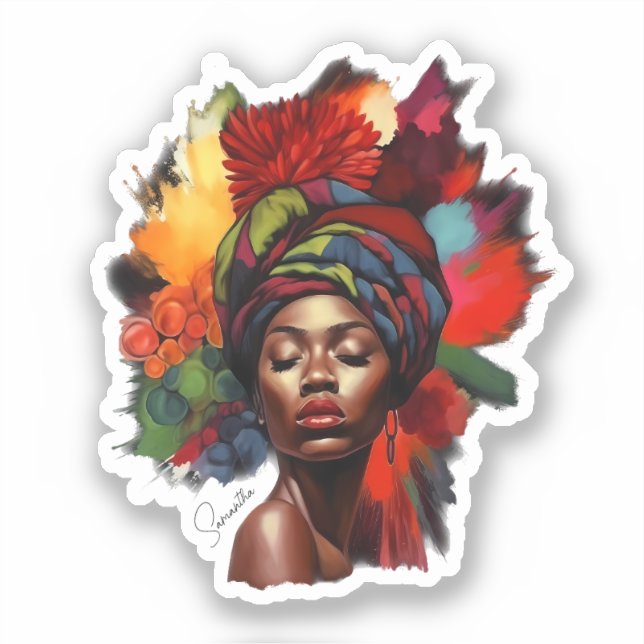 Machtvolle afroamerikanische Frau Aufkleber (Vorderseite)