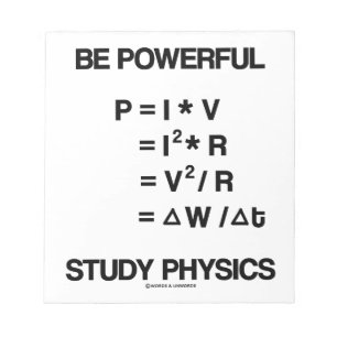 Machtvolle (Power-Gleichungen) Studienphysik Notizblock