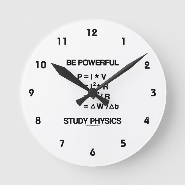 Machtvolle (Power-Gleichungen) Studienphysik Runde Wanduhr (Vorderseite)