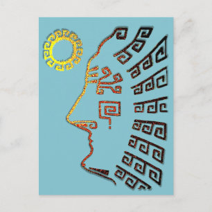 Machu Picchu Cusco Peru auf Hellblau Postkarte