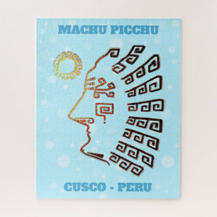 Machu Picchu Cusco Peru Kunst auf Hellblau