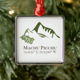 Machu Picchu Latitude & Longitude Ornament Aus Metall