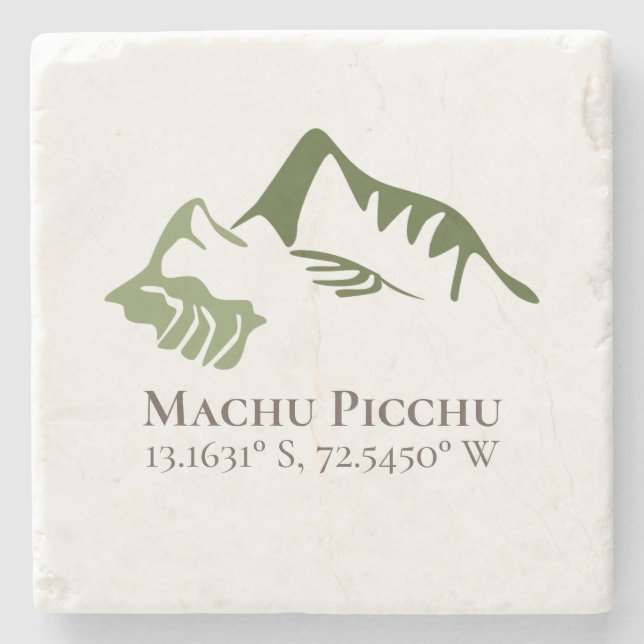 Machu Picchu Latitude & Longitude Steinuntersetzer (Vorderseite)