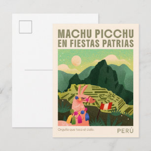 Machu Picchu Peru Kunst Vintage Reise Postkarte