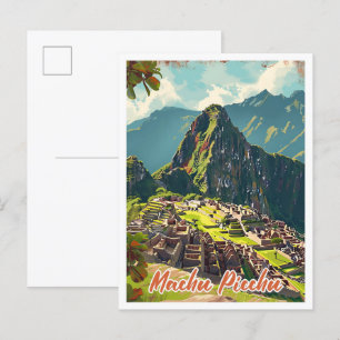 Machu Picchu Peru Künstlerische Reiseillustration Postkarte