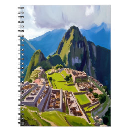 Machu Picchu Peru Painting Travel Art Notizblock