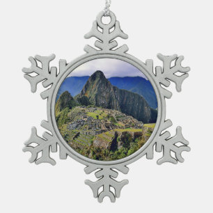 MACHU PICCHU - Peru - Panorama Schneeflocken Zinn-Ornament
