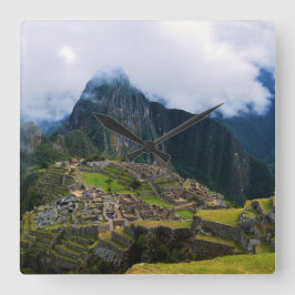 Machu Picchu, Peru Quadratische Wanduhr