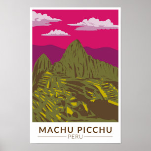 Machu Picchu Peru Reise Kunst Retro Poster