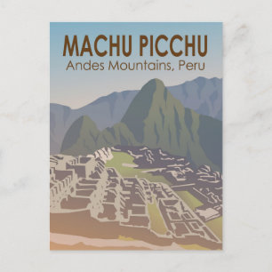 Machu Picchu Peru Reisekunst Vintag Postkarte