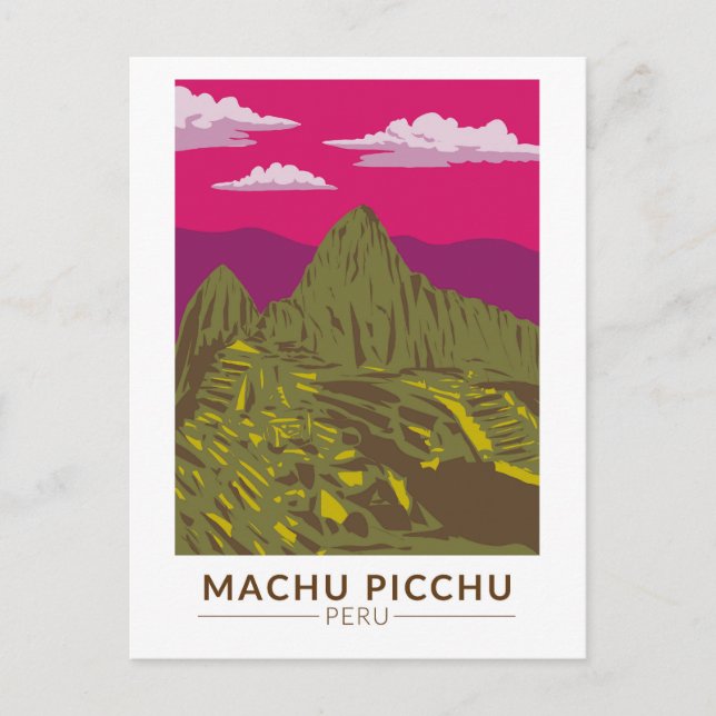 Machu Picchu Peru Travel Art Retro Postkarte (Vorderseite)