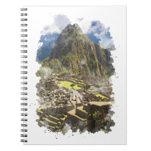 Machu Picchu Peru Wasserfarbenkunst Notizblock