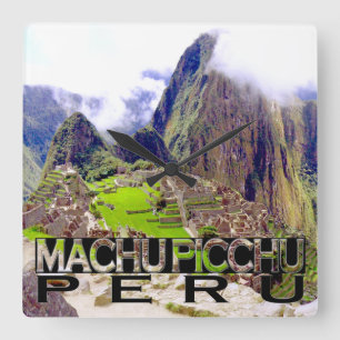 Machu Picchu Quadratische Wanduhr