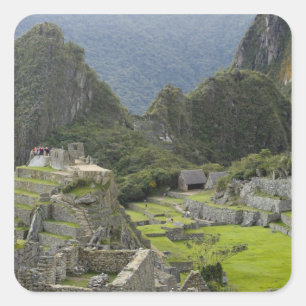 Machu Picchu, Ruinen der Inkastadt, Peru. 2 Quadratischer Aufkleber