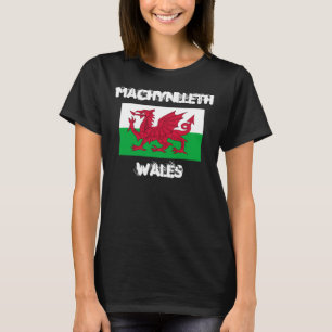 Machynlleth, Wales mit walisischer Flagge T-Shirt