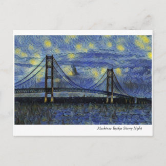 Macinac Bridge Starry Night Postkarte